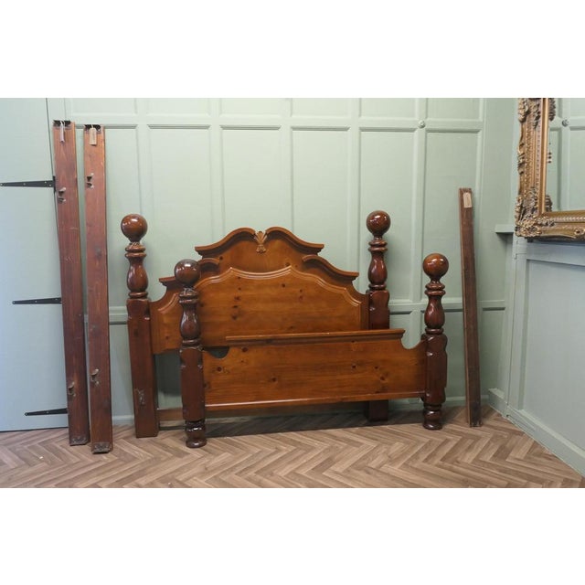 Gold Chunky Pine King Size Double Bed, 1960 For Sale - Image 8 of 9