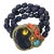 Vintage Hand Wrought Cuff Bracelet With Lapis Lazuli, Coral, Citrine, Turquoise & Copper For Sale
