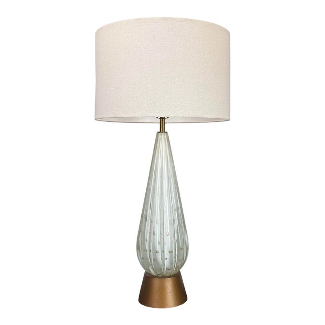 Mid Century Modern Murano Glass Table Lamp Barovier & Toso Attributed For Sale