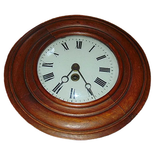 Vintage Wall-Mounted Wooden Clock from D.C. For Sale