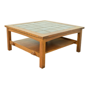 Stickley Mission Oak Arts & Crafts Two-Tier Tile Top Coffee Table or Cocktail Table