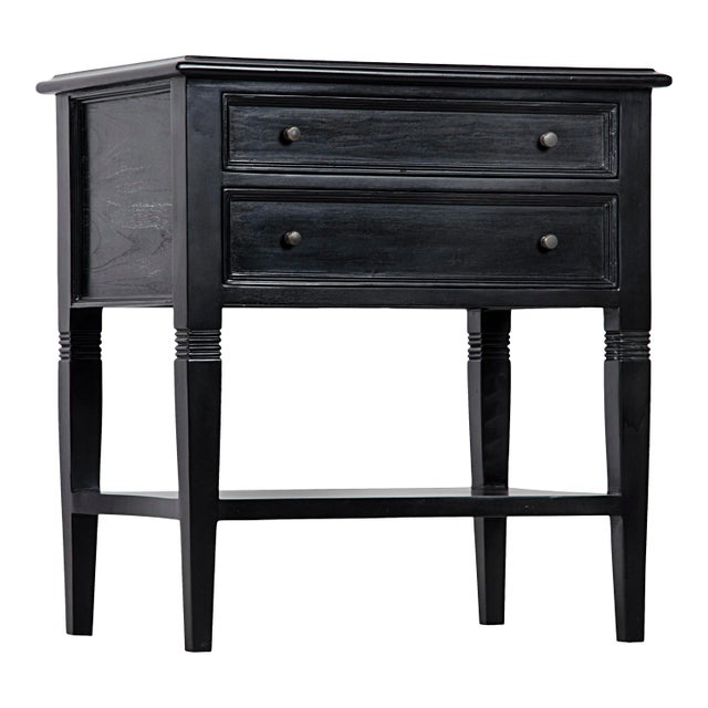 NOIR Oxford 2-Drawer Side Table in Hand Rubbed Black For Sale