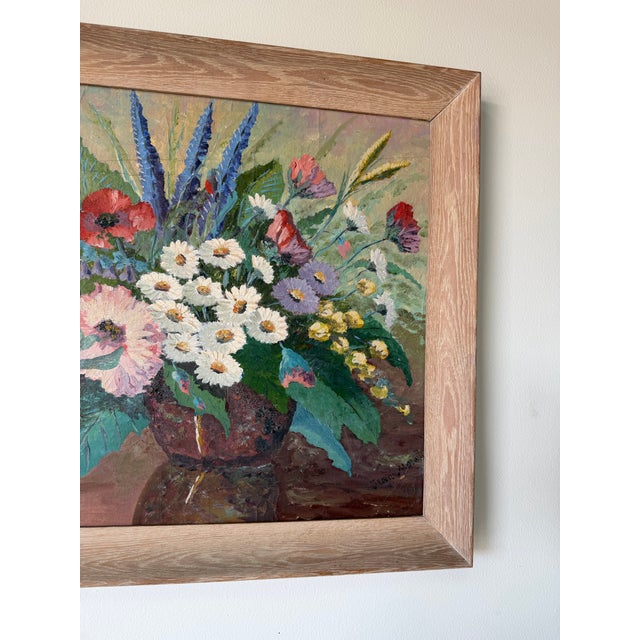 1960’s Vintage Floral Still Life Oil on Canvas Painting, Signed For Sale - Image 4 of 12