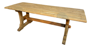 French Bleached Oak Farmhouse Dining Table, 1925