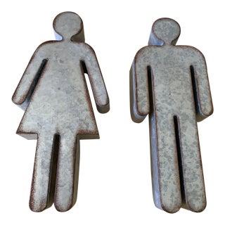Male & Female Urban MetalFigure Wall Accents, - a Pair For Sale