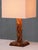 French Art Deco Geometric Oak Table Lamp with Linen Shade, Late 1930s For Sale - Image 9 of 13