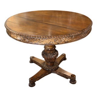 Nineteenth Century Carved Hardwood Anglo Indian Neoclassical Center Table For Sale