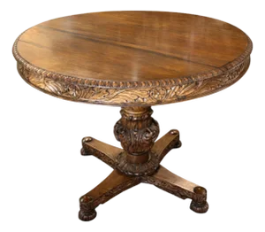 Nineteenth Century Carved Hardwood Anglo Indian Neoclassical Center Table