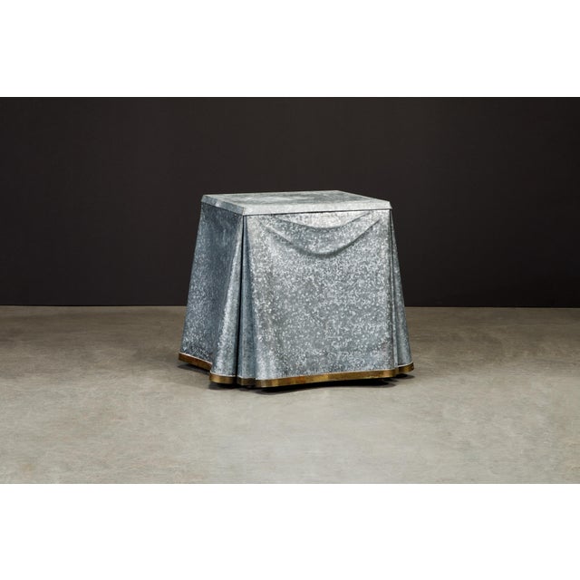 Original Production John Dickinson Galvanized Steel Drape End Table, Signed For Sale In Los Angeles - Image 6 of 12