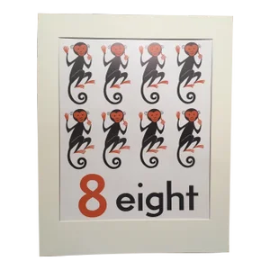Vintage Mid Century Teaching Poster, Numbers - "8"