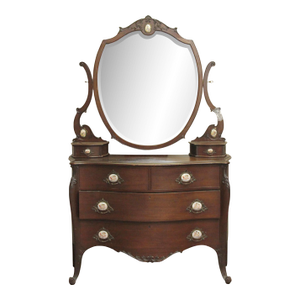 Antique Queen Anne Mahogany Vanity Dresser