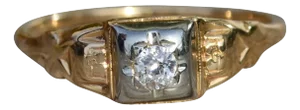 The Thompson’s Station: Ladies Antique 14K Two Tone Diamond Engagement Ring