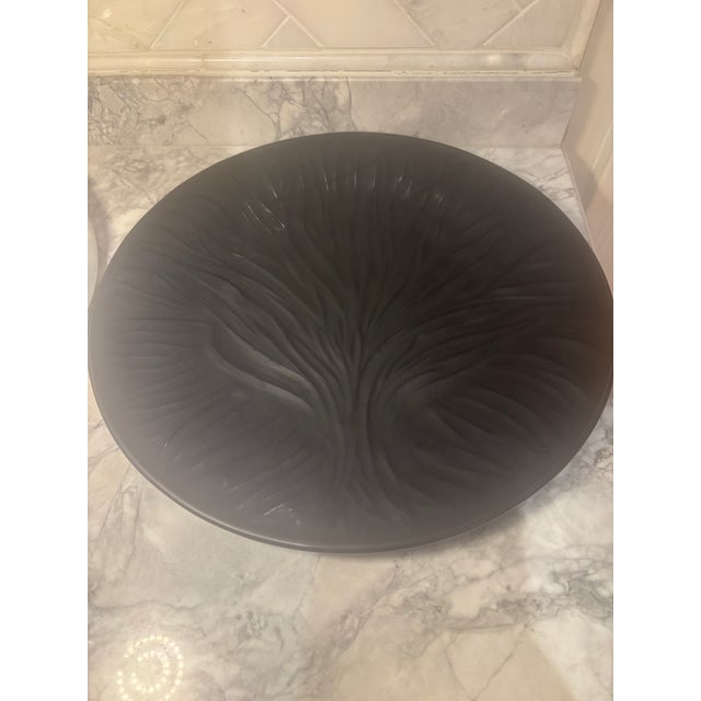 Art Deco Lalique Crystal France ALGUES Noir Tree of Life Plate - 11" - Signed