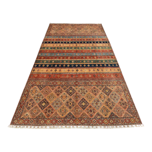 Fine Khorjin Rug 8’2” X 13’7” Multicolor Wool Tribal Hand-Knotted Oriental Carpet