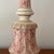 Vintage Mid-Century Tall Ceramic Pink Floral Toile Pattern Lamp W/ Gold Accents For Sale In Milwaukee - Image 6 of 10