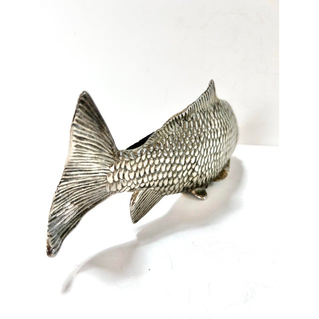 Vintage Silver-Plated Figural Fish Menu Holder or Place Card Stand, Mid-20th Century For Sale - Image 4 of 12