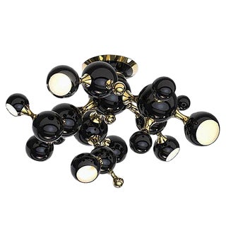 Ceiling Light In Black With Brass Detail For Sale