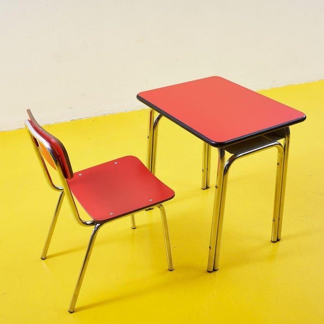 Vintage Red Desk and Chair, Set of 2 For Sale - Image 3 of 5
