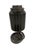 A dark green serpentine stone jar with pewter screw top cover.