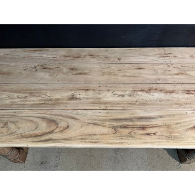 Vintage Bleached Oak Farmhouse Dining Table, 1925 For Sale - Image 12 of 15