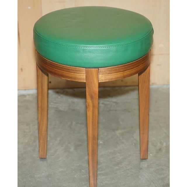 Cream Rolex Boutique Watchmaker's Stools in Green Leather, Set of 2 For Sale - Image 8 of 17