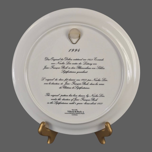 Ceramic Collectable Villeroy & Boch Floral Blush Pink Camelia Wall Plate 1994 For Sale - Image 7 of 8
