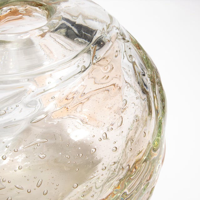 2020s Hand Blown Murano Globe Vase in Clear With a Hint of Rose For Sale - Image 5 of 8