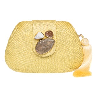 Tamu Bean Clutch in Yellow For Sale