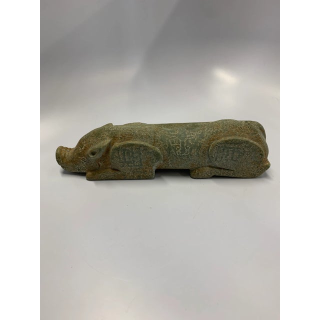 Stone Ancient Serpentine Pig Statue For Sale - Image 7 of 7