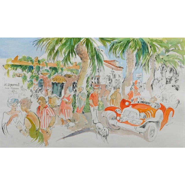"Palm Canyon Drive Palm Spring" by William Papas Hand Signed and Numbered by the artist Hand Colored Drypoint Etching Hand...