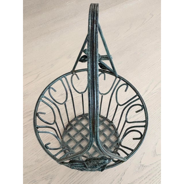 Garden Basket - Planter Vintage Verdigris Iron With Birds For Sale - Image 12 of 12
