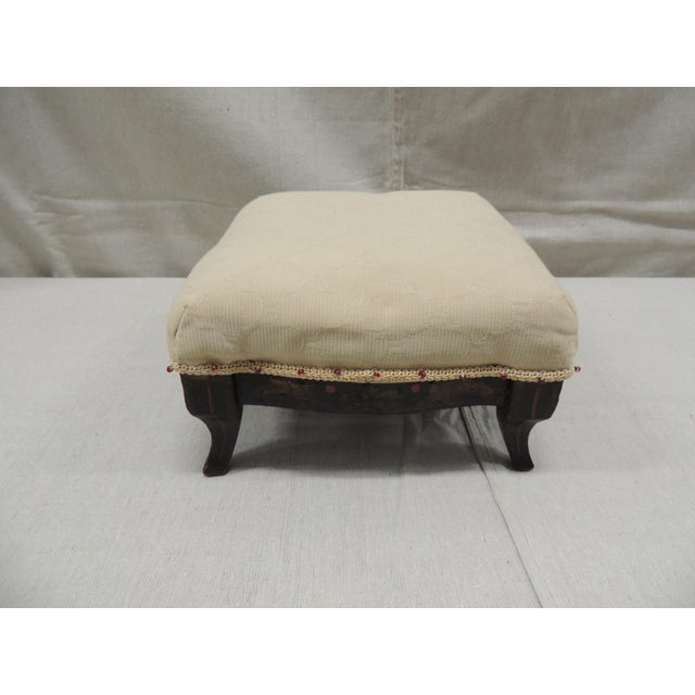 Early 20th Century Antique Black & Red Folk Art Petite Footstool For Sale - Image 5 of 9
