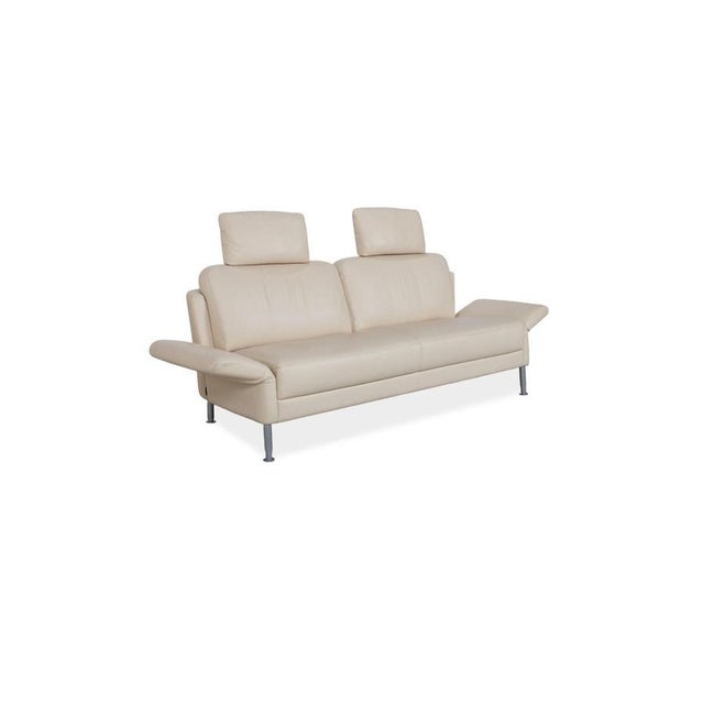 Cream Leather Nimbus Three-Seater Sofa with Manual Function from Intertime For Sale - Image 6 of 18