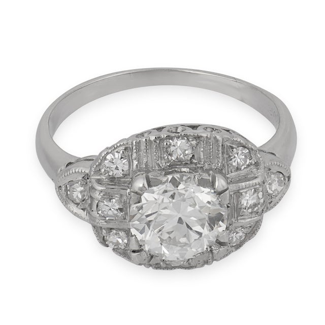 Art Deco 1930s Art Deco Gia 1.15 Carat Old European Diamond Platinum Engagement Ring, Size 5.25 For Sale - Image 3 of 7