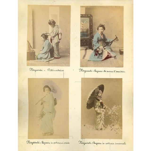 Contemporary Unknown, Ancient Portrait of Geishas, Nagasaki, Vintage Albumen Print, 1880s-1890s, Set of 5 For Sale - Image 3 of 3