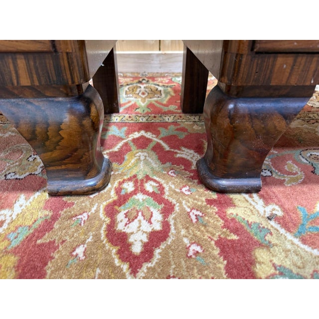Art Deco Nightstands in Exotic Wood Veneer with Marble Tops, Set of 2 For Sale - Image 6 of 9