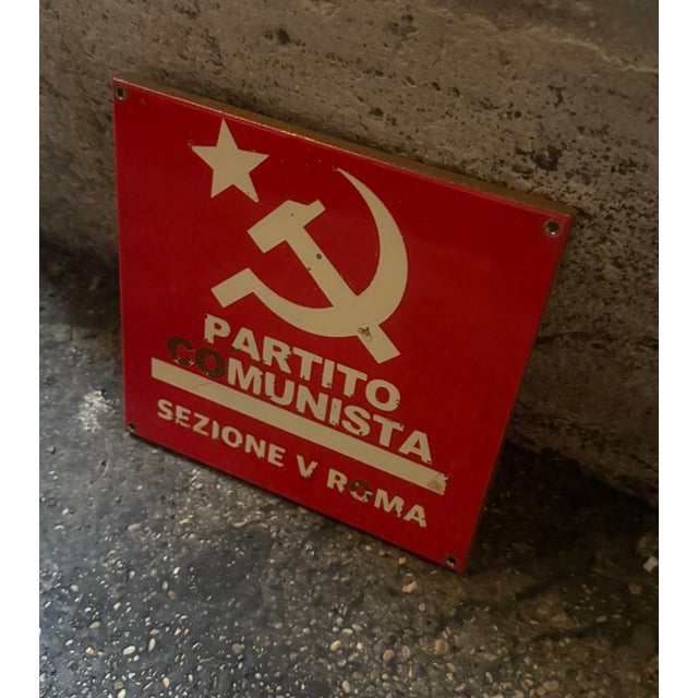Mid-Century Modern Sign of the Italian Communist Party of Rome, 1970s For Sale - Image 3 of 5