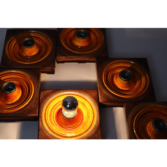 Fat Lava Wall Lights in Orange and Brown, Germany, 1970s, Set of 6 For Sale - Image 6 of 16