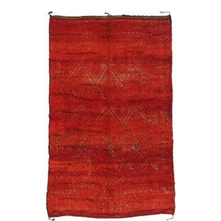 Red Vintage Berber Beni M'Guild Zayane Moroccan Rug - 06'08 X 10'0 For Sale