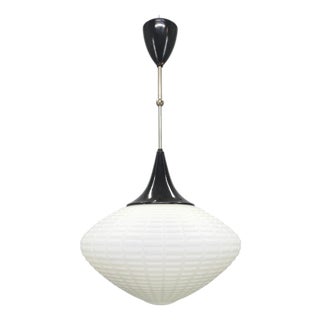 Adjustable Czech Pendant Light in Opaline Glass, 1970s For Sale