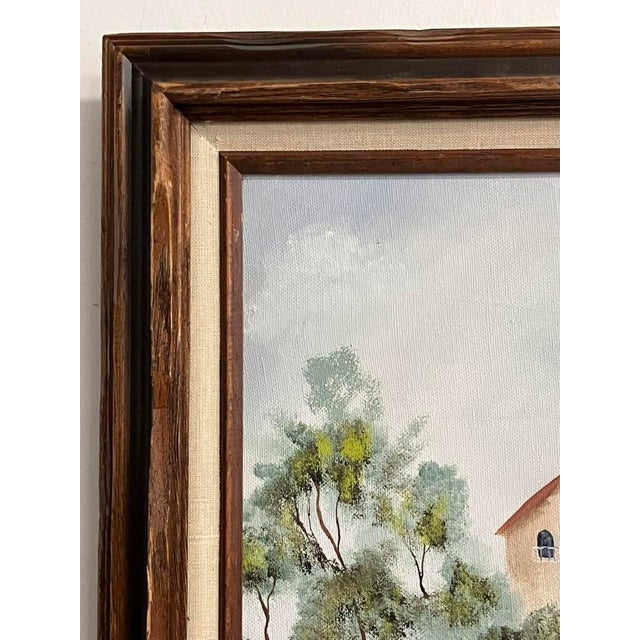 Vintage Mediterranean Hillside Landscape – Unattributed Oil Painting, Framed For Sale - Image 9 of 15