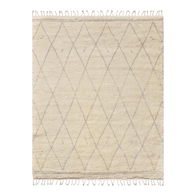 Pasargad Home Moroccan Ivory Wool Area Rug- 5' 6" X 8' 6" For Sale