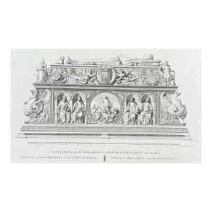 Tomb of Ferdinand & Isabel Antique Engraving