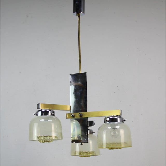 Metal Italian Hanging Lamp with Murano Glass Shades, 1970s For Sale - Image 7 of 7