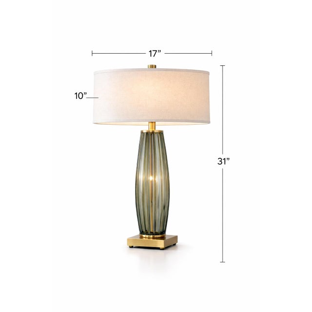 Late 20th Century Extra-Tall Ribbed Smoky Glass & Solid Brass Table Lamps – 31” Designer Scale - a Pair For Sale - Image 12 of 12