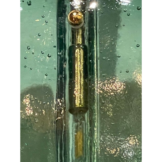 Metal Contemporary Murano Green Disc Suspension Sconces - a Pair For Sale - Image 7 of 8