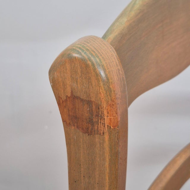 Mid 20th Century French Country Farmhouse Ladder Back Rush Seat Arm Chair For Sale - Image 10 of 11