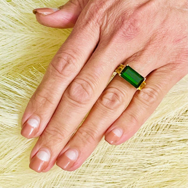 Natural Tourmaline Diamond Ring 14 Y Gold 7.03 TCW Certified For Sale - Image 4 of 8