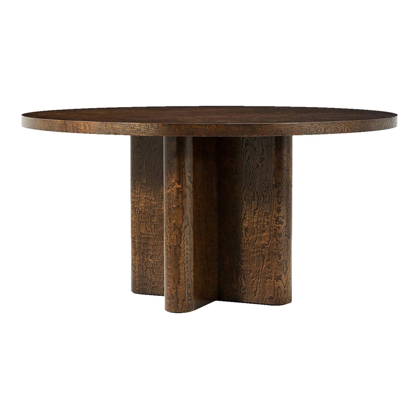 Mid Century Burl Round Dining Table | Chairish