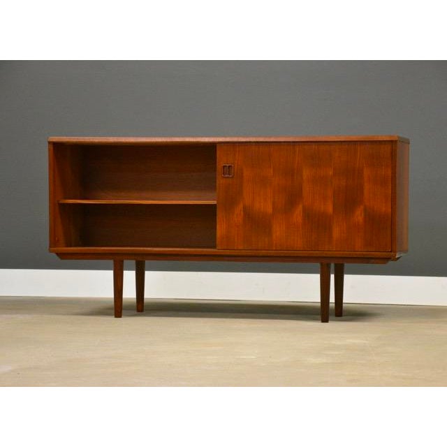 Mid-Century Modern Refinished 59” Danish Modern Teak Credenza For Sale - Image 3 of 11